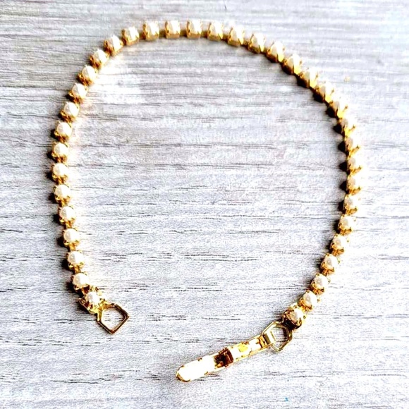 ๐๐ AVON Vintage Pearlesque Link Gold-Plated Brass Tennis Bracelet - Picture 10 of 10